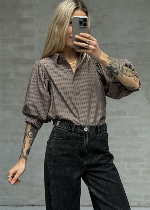 Etta soft stripe stone skjorte Brown Neo Noir 